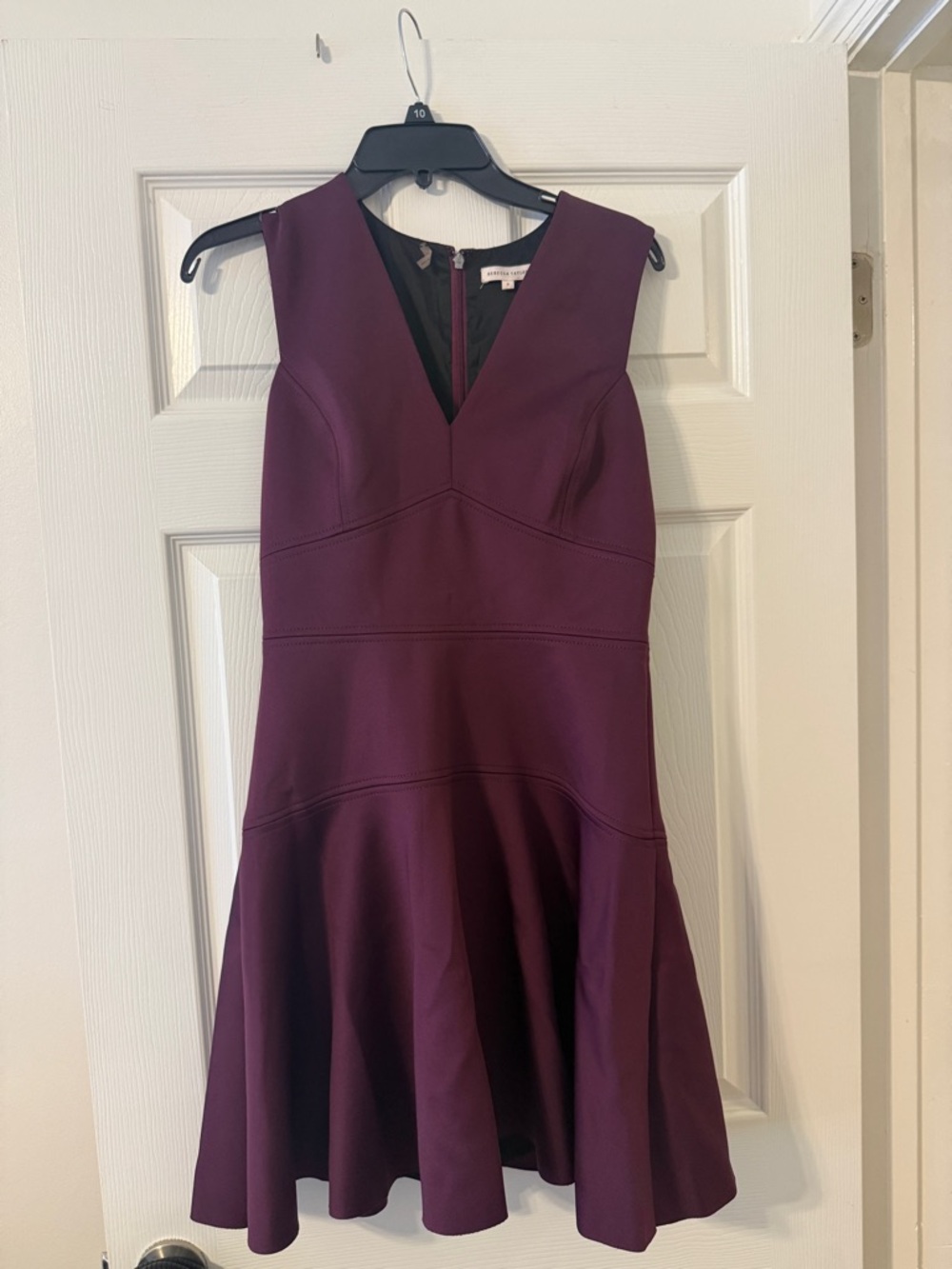 Rebecca Taylor Plum V-Neck Fit & Flare Dress